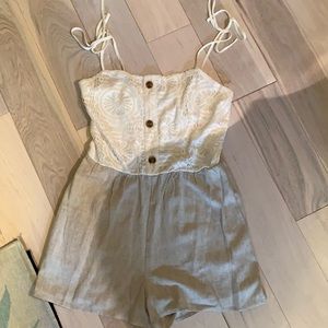 Speechless romper with lace flower detailing